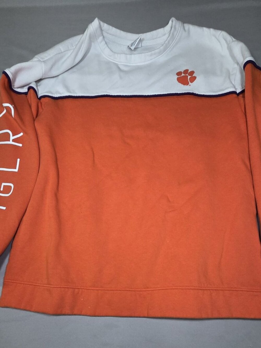 Champion Clemson Tigers Orange Crewneck Sweatshirt Womens L Color Block